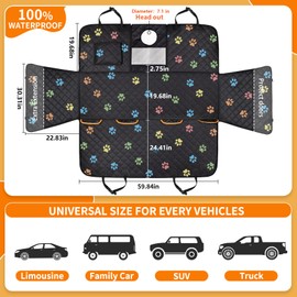 Famstar Dog Car Seat Cover for Back Seat 100% Waterproof Durable 600D 6-Layer Scratchproof Nonslip Pet Dog Seat Cover with Mesh Window for Dog Hammock for Car Trucks and SUV