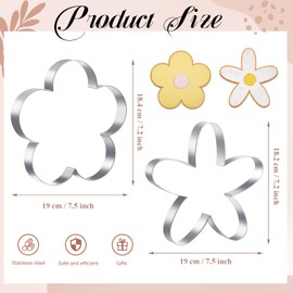 Teenyyou 2 Pcs Large Flower Cookie Cutters 8" Extra Large Flower Stainless Steel Giant Cookie Cutter for Spring Holiday Baking