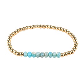KELITCH Natural Turquoise Stretch Bracelets Crystal Gold Beads Bracelets Gemstone Bracelets Jewellery for Women, japanese import beads