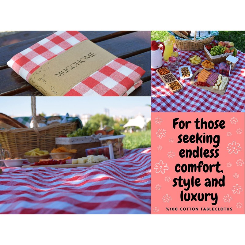100% Cotton Fabric Gingham Table Cloth 140x140 Square Natural Buffalo