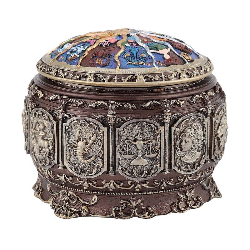 Vintage Music Box with 12 Constellations Rotating Goddess Twinkling LED