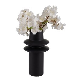 Sagebrook Home 11" Ceramic Vase - Black Modern Contemporary Abstract Creative Decorative Table Vase for Home or Office Accent - Bold Artsy Floral Display