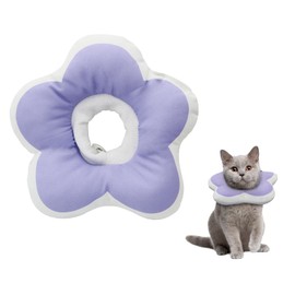 LuckyOpt Cute Cat Recovery Collar, Anti Splashing Water Collar for Cats After Surgery, Cat Neck Pillow for Cozy Sleep and Anti-licking, Cat Cone Collar for Cats/Puppies to Take Photos (Purple, S)