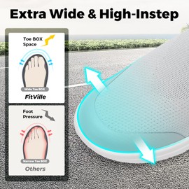 FitVille BriskWalk V3 Wide Hands-Free Slip On Trainers Women's Seniors Shoes Slippers Breathable Walking Trainers, gray, 39.5 UK wide