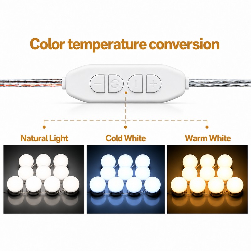 USB Vanity Mirror Lights, Stick-On LED Makeup Mirror Light Bulbs
