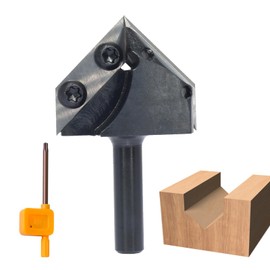 Sinoprotools Reversible Plate V-Groove Cutter, Shaft 8 mm, V Groove Router Bit with 2-Sided Interchangeable Carbide (HW), Diameter 38.1 mm, Usable Length 32 mm, Angle 90°, Z2