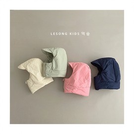 Kids' Padded Balaclava Down Hat & Scarf for Autumn/Winter - One Size (49-54cm) Cotton Integrated Hat - Navy Blue 3ea