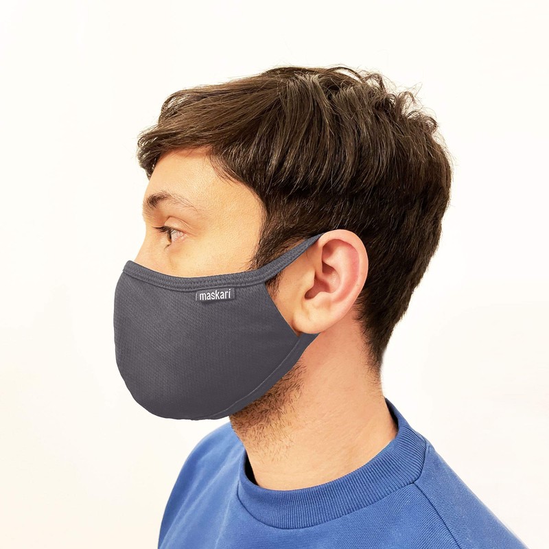 Maskari Cool Grey Reusable Face Mask | Washable | 3