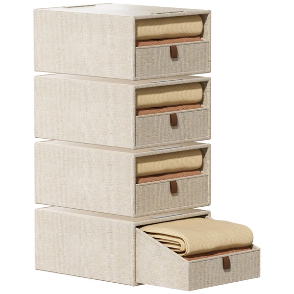 FHSQX Closet Organizers and Storage 4-Pack Large Storage Bins with