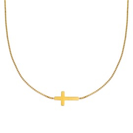 Frigotine Gold Cross Necklaces for Women, Dainty Small Pendant Choker Simple Trendy Cute Charm Chain Necklace Easter Fashion Jewelry Minimalist Gift