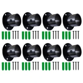 8 Packs Stainless Steel Wall Mount Pipe Bracket Pole Sockets Flange Rod Holder with Screws Use for Closet Wardrobe Shower Curtain Rod (7/8 Inch (22mm))