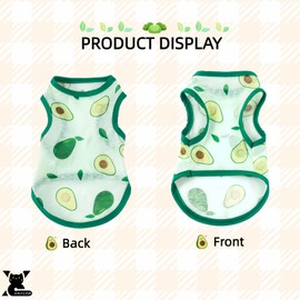 XHLFLZSR 2 Pieces Cat Vest, Small Dog Sleeveless Summer Breathable T-Shirt, Kitten and Puppy Clothes, Cat Outfit, Pet Apparels (Avocado/Orange Size: M)
