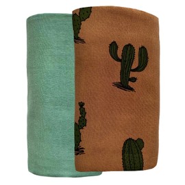 Leyl&Ari Muslin Swaddle Blanket 100% Organic Cotton Lightweight Soft Breathable Recieving Wrap for Infant & Newborn 47 in (Cactus/Olive Green, 47X47)