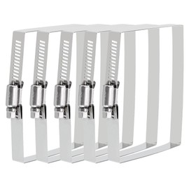 uxcell Rectangular Hose Clamps, 4" x 3" 304 Stainless Steel Square Duct Pipe Clamp for Ducting, Securing Hose, Cable and Bridge Project Application, Pack of 5