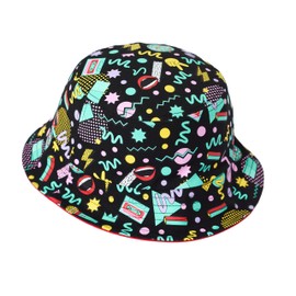 Red Nose Day 2025 Adults Black Pattern Reversible Bucket Hat - On Behalf of Comic Relief
