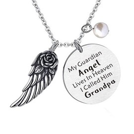liduola Grandpa Memorial Gifts - My Guardian Angel Lives in Heaven I Called Him Grandpa - in Memory of Grandpa Cremation Necklace Grandfather Remembrance Gifts