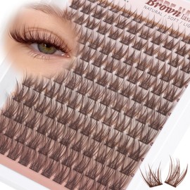 Wispy Lash Clusters Brown Eyelash Clusters Natural 8-16mm Lashes Cluster Eyelash Extensions C-Curly Thin Band Individual Lashes Natural Look DIY Lash Extension at Home by Wtvane