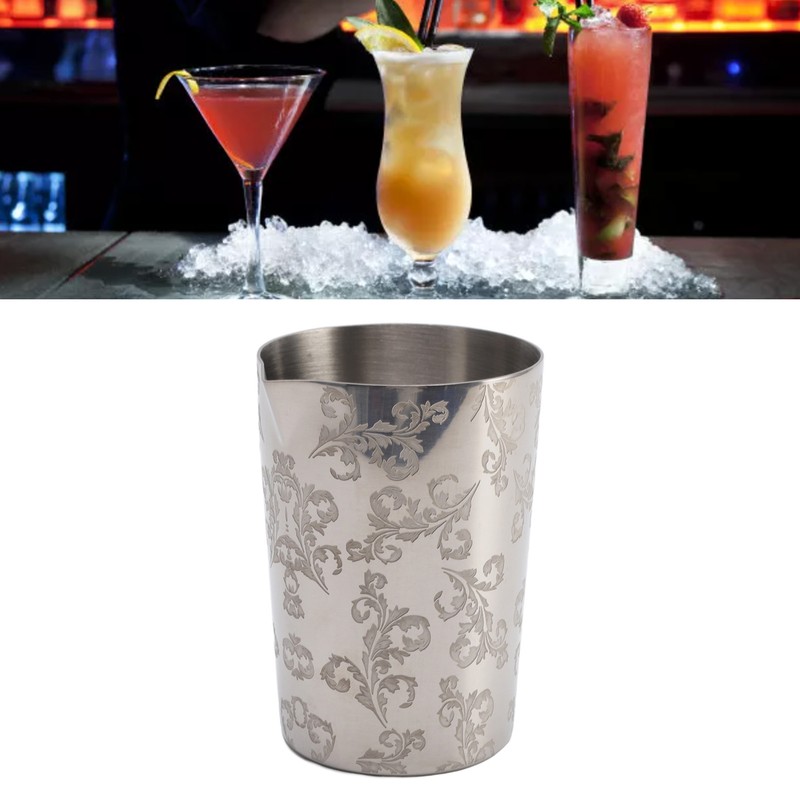 Cocktail Mixing Glass 304 Stainless Steel Heat Preservation Engraved Bartending