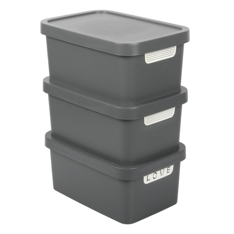 Jolie Max Plastic Storage Boxes with Lid, 3 Set of