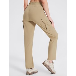 baleaf Women's Hiking Pants Cargo Quick Dry Pants Water Resistant Loose Lightweight Travel Fishing Outdoor UPF50+ Shroom Taupe Large