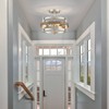 WUZUPS 3-Light Metal Drum Chandelier Imitation Wood Grain Shade Round