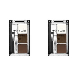 wet n wild Ultimate Eyebrow Makeup Kit, Eyebrow Powder Dark Brown, Brow Hair Removal Tweezers, Wax, Brush (Pack of 2)