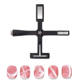 Coollooda Nail Magnet 5 in 1 Cat Eye Magnet Magnet Magnetic Nail Tool Magnetic Gel Cross Nail Magnet Strong Magnet Type Nail Art DIY 3D Cat Eye Effect Cross Shape for Home Nail Salon Black