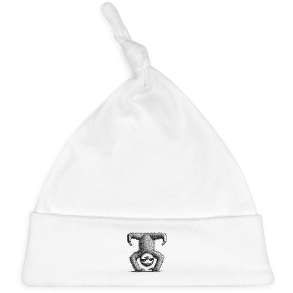 Azeeda 'Handstand Sloth' Baby Beanie Hat (BH00033515) White