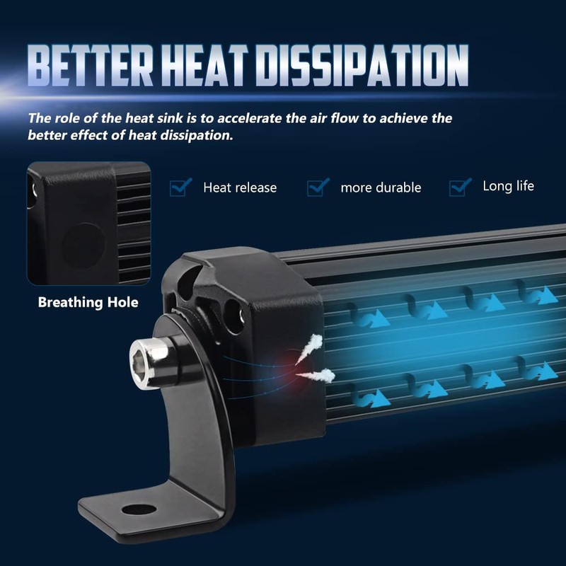 NORTHYUN 12" Yellow Led Light Bar, Spot Flood Combo Beam