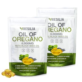 Softgels with Black Seed Oil 6000mg – Organic Oregano Oil Capsules for Immune & Digestive Support – Non-GMO, Gluten-Free Softgels – Natural Herbal Wellness Supplement Pack of 2