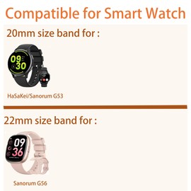 Compatible with Sanorum Smart Watches Band, Lamshaw 20mm, 22mm Classic Watch Bands Soft Silicone Bands Bracelet Sports Strap Compatible with HaSaKei G53, Compatible with Sanorum G53, G56 Smart Watches (5 pack-1, for 22mm size band)