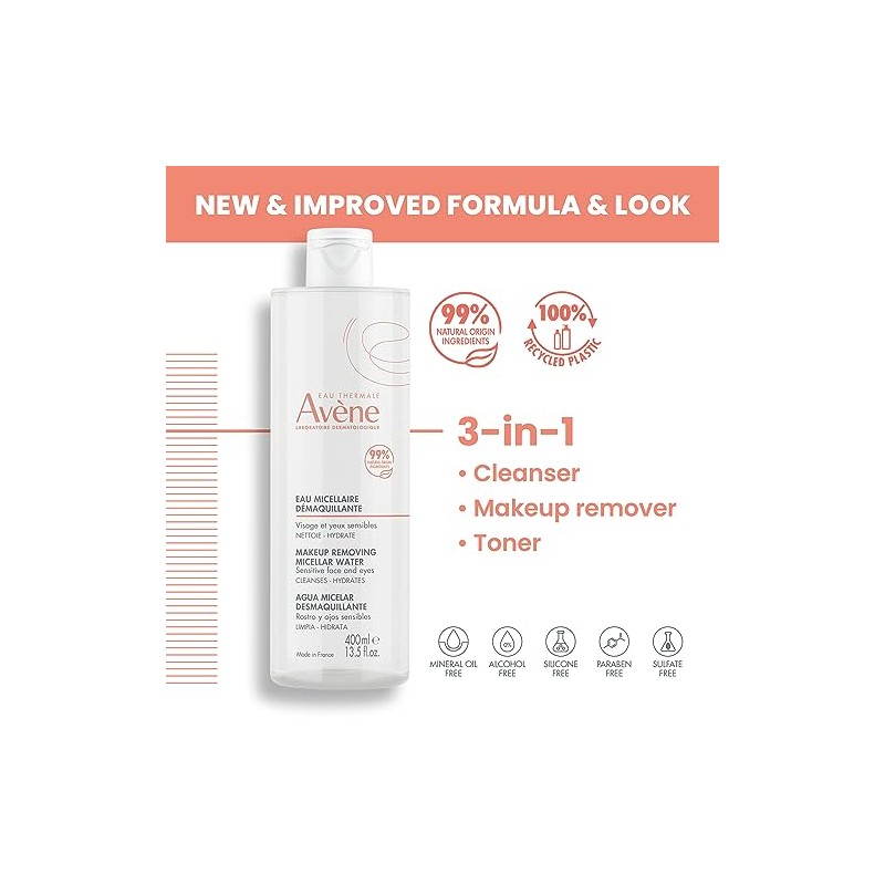 Avène Desmaquillante, Agua Micelar, Piel Sensible, 100ml