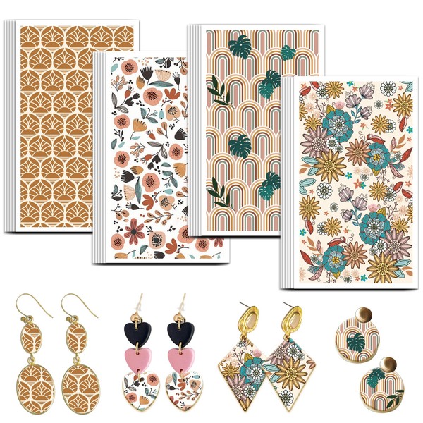 OLYCRAFT Bohemian Clay Transfer Paper 4 Design 24 Pcs Transfer