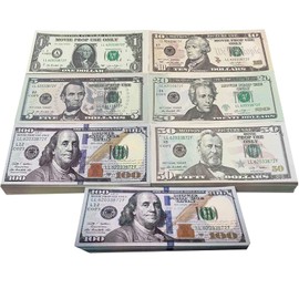 120 Sheets Prop Money, Play Money Dollar Notes Original Size, Copy Money, Play Money for Children Shop, Cash Film Play Toy Set (20 x 1$, 10$, 20$, 50$, 100$)