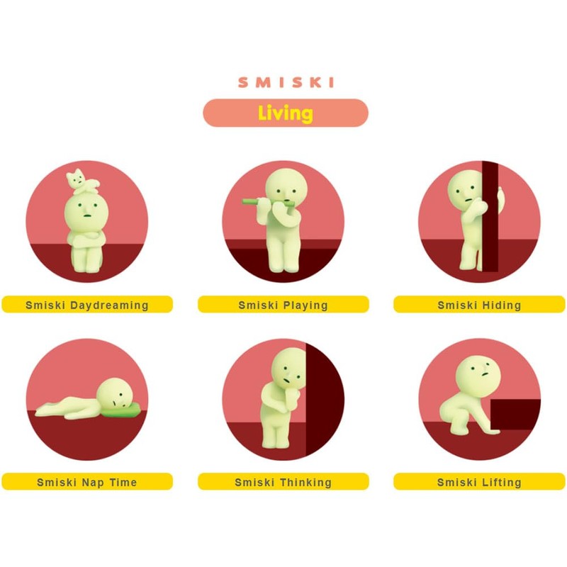 Dreams Smiski Glow in The Dark Mini Figure Set: Living,