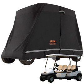 VEVOR 4 Passenger Golf Cart Enclosure, 600D Polyester Full Cover, for Most Brand Club Car, Waterproof Sunproof and Dustproof Outdoor Golf Cart Cover, 3 Zipper Doors