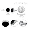 Hantuorui Men's Cufflinks: Black Onyx & 925 Sterling Silver, Featuring