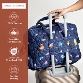 Maison d' Hermine Weekend Bag Cotton Quilted Duffel Overnight Luggage Weekender Gym Bag for Mothers Day Gifts Travel Men Women Business Travellers Family Trip, Birdies on Wire