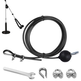 Fitness Pulley Cable 4 Meter, Adjustable Home Gym Pulley System, Replacement Gym Cable Machine Pulley Rope, Thick 5mm Heavy Duty Pulley Cable for Weight Pulley System, Home Multi Gym Accessories