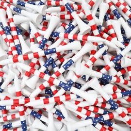 FINGER TEN Golf Tees Wood 3 1/4 2 3/4 Inch Wooden Bamboo 50/120 Count, Durable Biodegradable Colored Bulk Tee 70mm 83mm (USA Flag, 3 1/4 Inch(120 Pack))