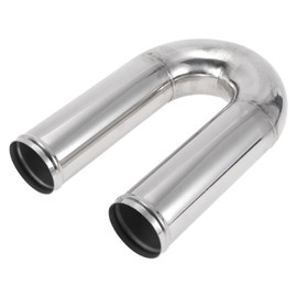 Motoforti 180 Degree U Bend Mandrel Exhaust Tube with Bead Roll DIY Custom Car Modified Exhaust Pipe Tubing Piping 3" OD 11.81" Length T304 Stainless Steel Silver Tone