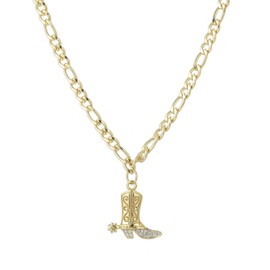 KOFISNI Cowboy Hat Boot Pendant Necklace for Women Layer Dainty Western Cowgirl Hat Boot Charms Chain Necklace Shell Necklace Summer Seashell Beach 18k Starfish Surfer Jewelry Gift (Gold Boot 3)