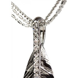 styleBREAKER Women's Necklace with Leaf Pendant and Sparkling Rhinestones, 3 Chains, Lobster Clasp, 05030019, Copper, Crystal