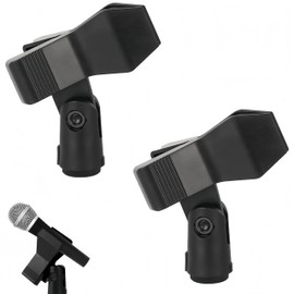 AkNebriax 2 Pack Microphone Holder Clip On with Screw Conversion Adapter, Easy Installation, Microphone Stand, Conversion Screw, Mic Clip, Adjustable with Female Thread Adapter
