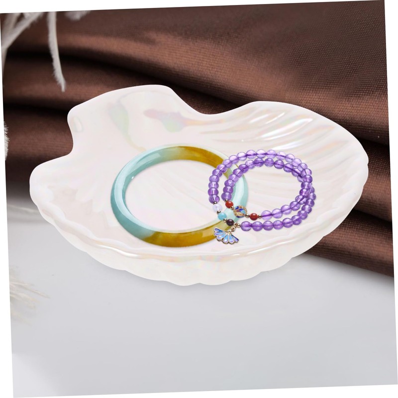 Ciieeo Ceramic Shell Shaped Jewelry Dish Trinket Holder for Rings