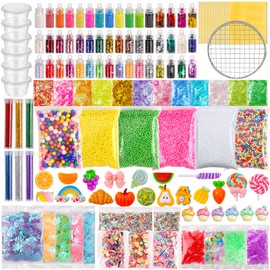 gyoyede DIY Slime Making Kit Supplies, 160 Pack Slime Kit Mix Ins Accessories Slime Add Ins Foam Glitter Charm Bulk Fishbowl Beads Containers for Making Coloring and Party Decorations