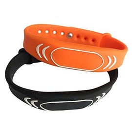 UID IC Wristband, Interchangeable, RFID, 13.56 mHz, 0 Sectors, Writeable, Pack of 2 (Black, Orange)