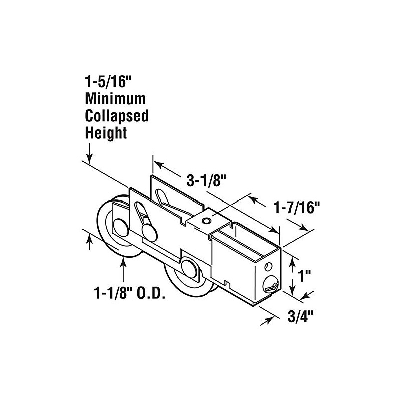 Slide-Co 132603 1-1/8 In., Steel Ball Bearing, Tandem Roller Assembly