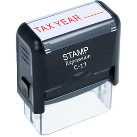stampexpression - Tax Year with Line Office Self Inking Rubber Stamp - Red Ink (A-50064)