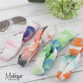 Motique Accessories Tie Dye Turban Knot Headwrap (Green/Blue, One Size)